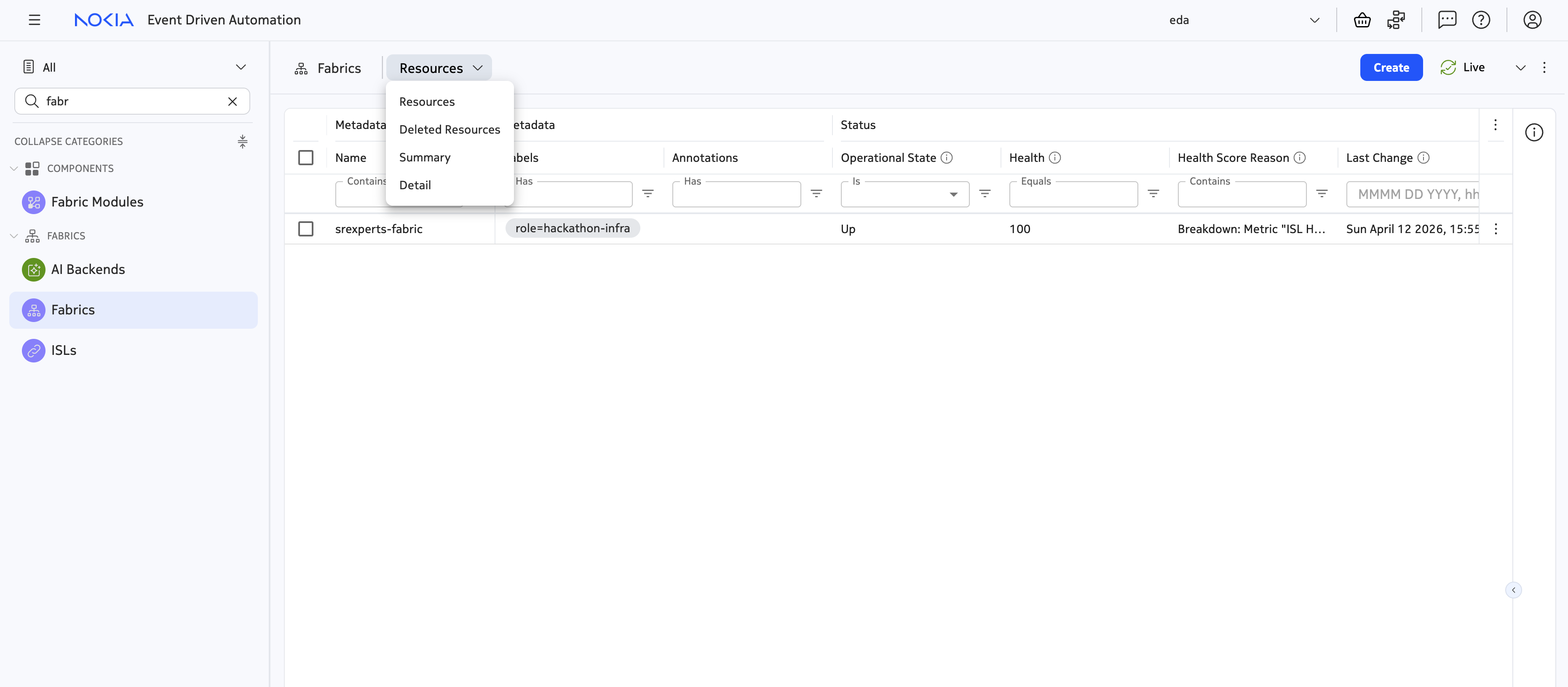 Resource view selector